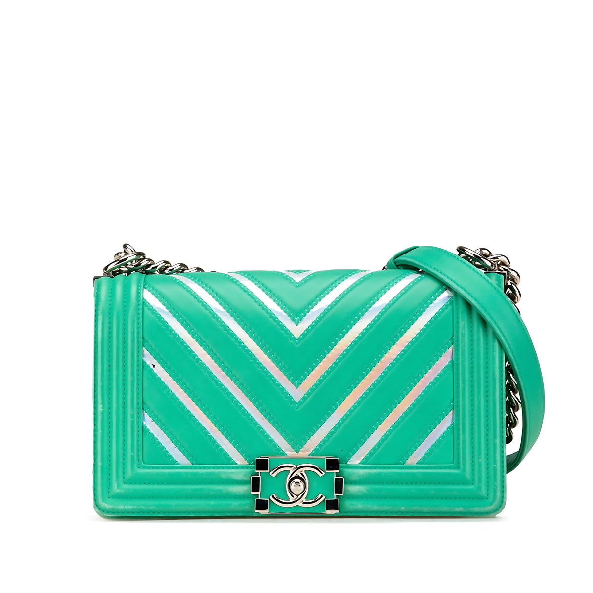 CHANEL Chain CC Wallet on Chain Quilted Caviar Medium Weiß Hauptbild