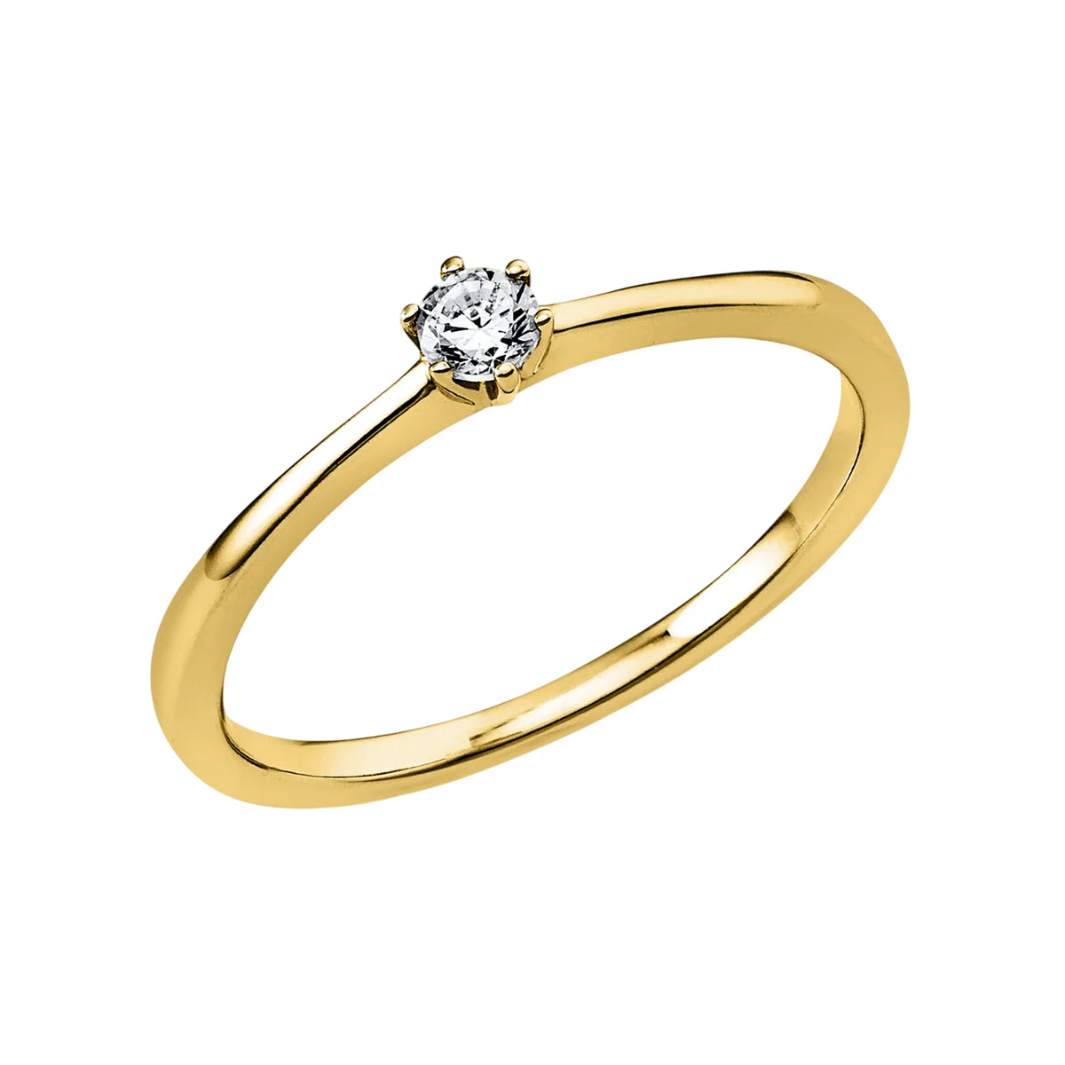 Solitärring 1A481 aus 14 Karat Gelbgold mit Diamant 0,10 ct Hauptbild
