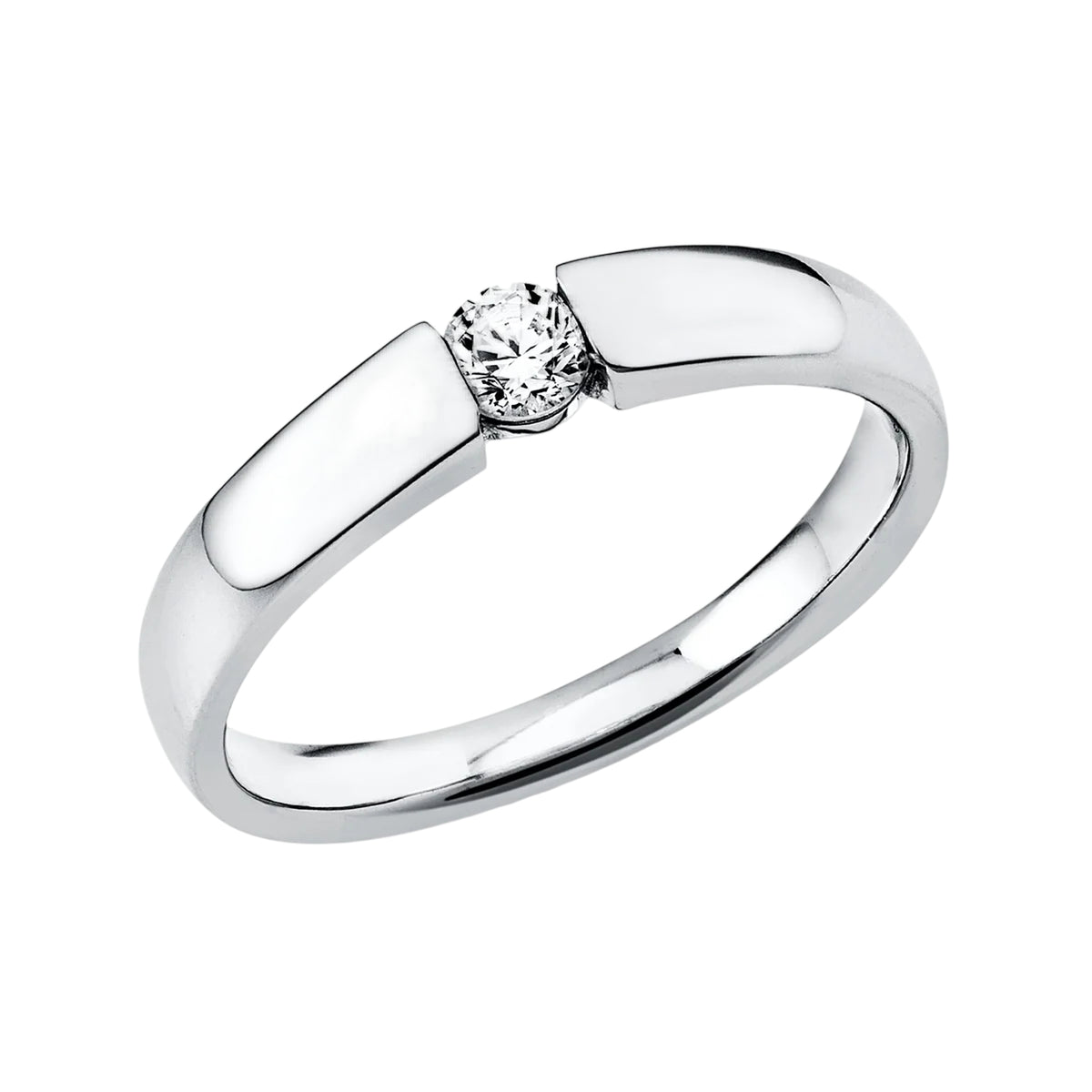 Solitärring 1BE44 aus 14 Karat Weißgold mit Diamant im Brillantschliff 0,15 ct Hauptbild