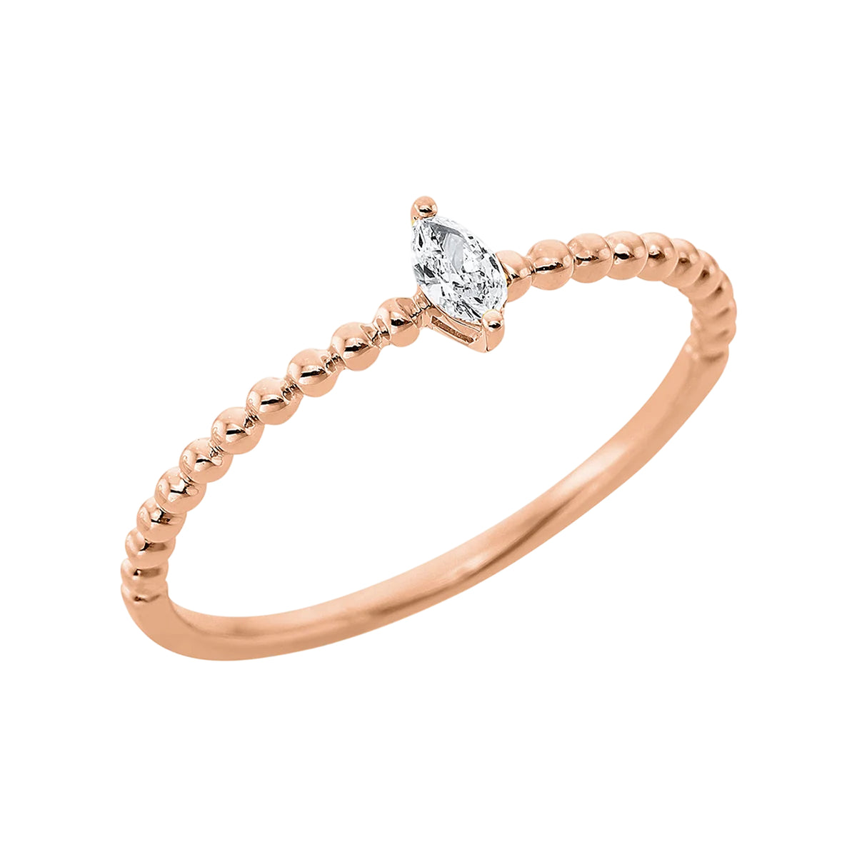 Solitärring 1BF08 aus 18 Karat Rotgold mit Diamant im Navetteschliff 0,08ct Hauptbild