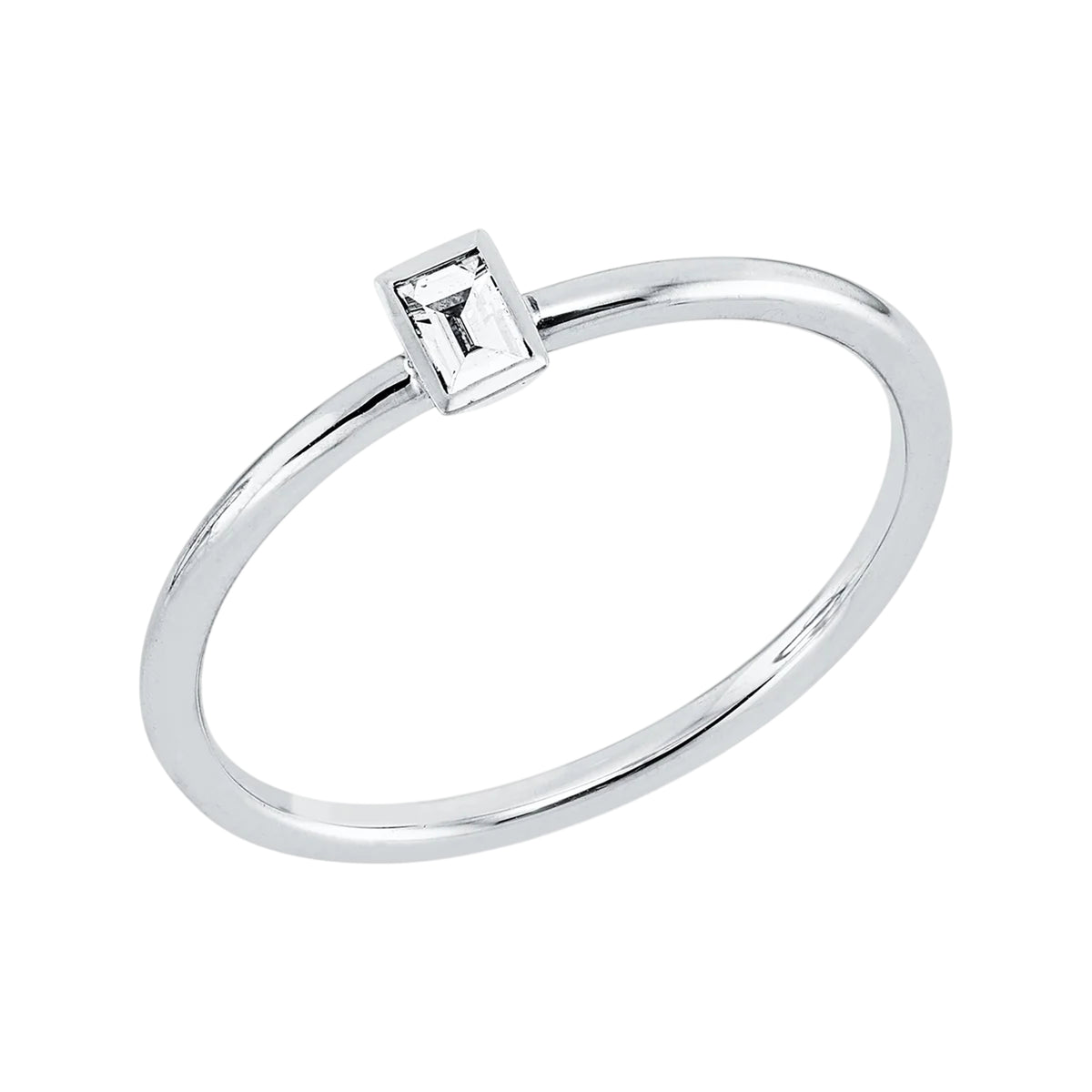 Solitärring 1DY76 aus 18 Karat Weißgold mit Diamant im Baguetteschliff 0,06ct Hauptbild