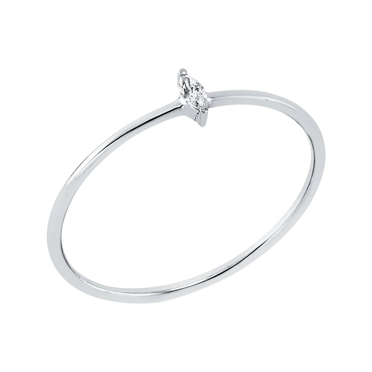 Solitärring 1HF41 aus 18 Karat Weißgold mit Diamant im Navetteschliff 0,03ct
