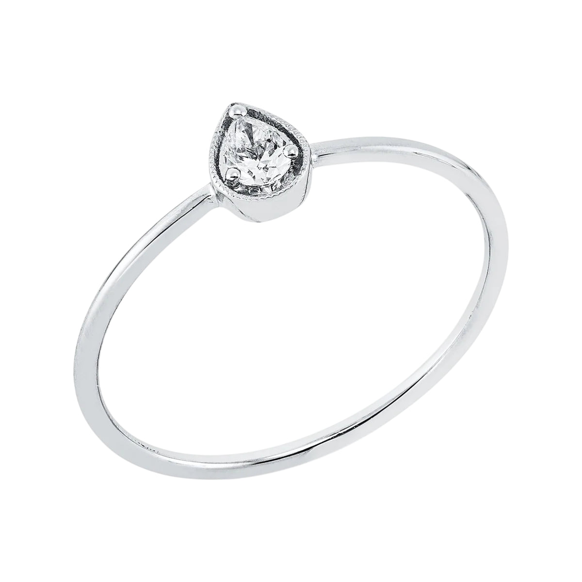 Solitärring 1HF44 aus 18 Karat Weißgold mit Tropfen Diamant 0,09 ct Hauptbild