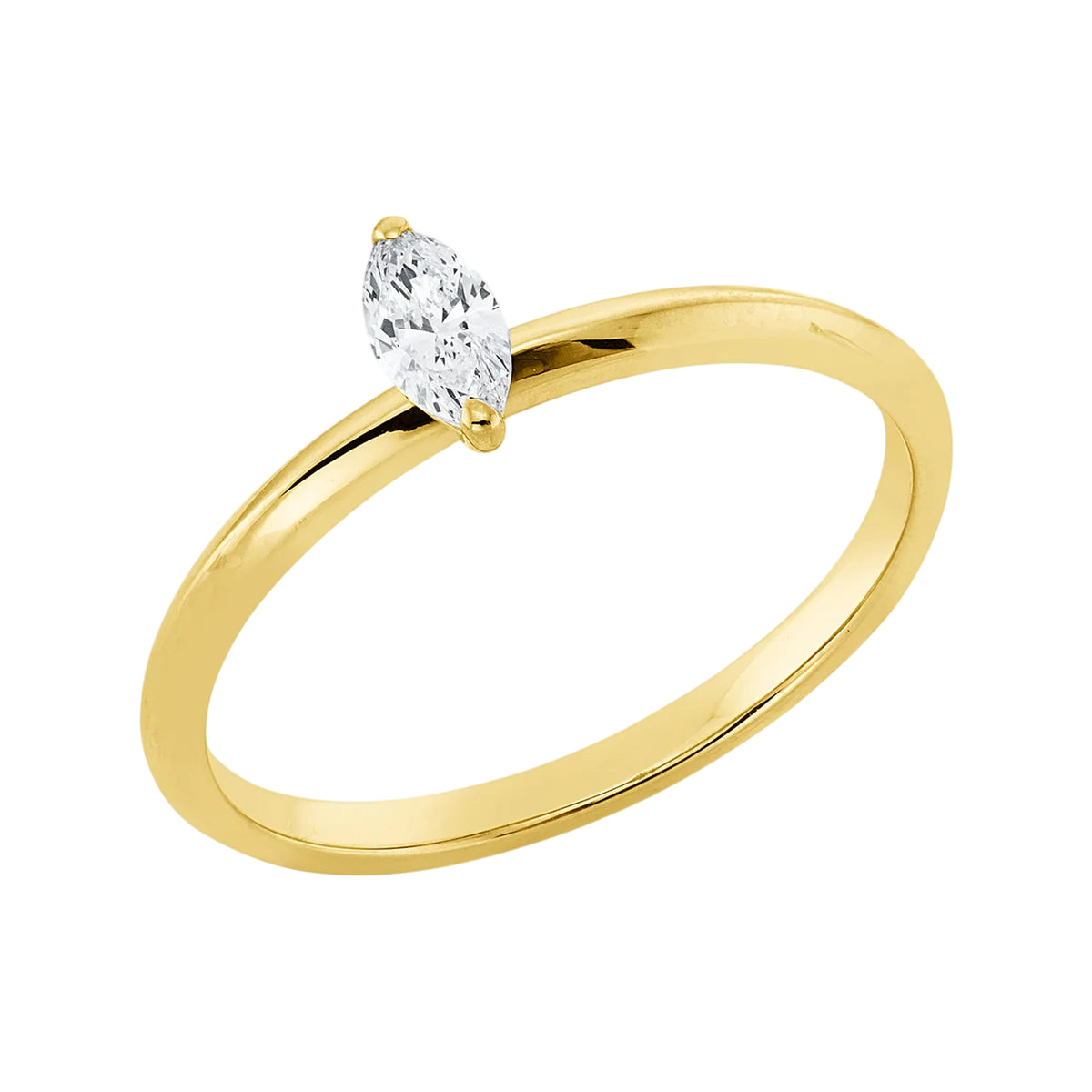 Solitärring 1HM84 aus 18 Karat Gelbgold mit Diamant im Navetteschliff 0,20ct Hauptbild