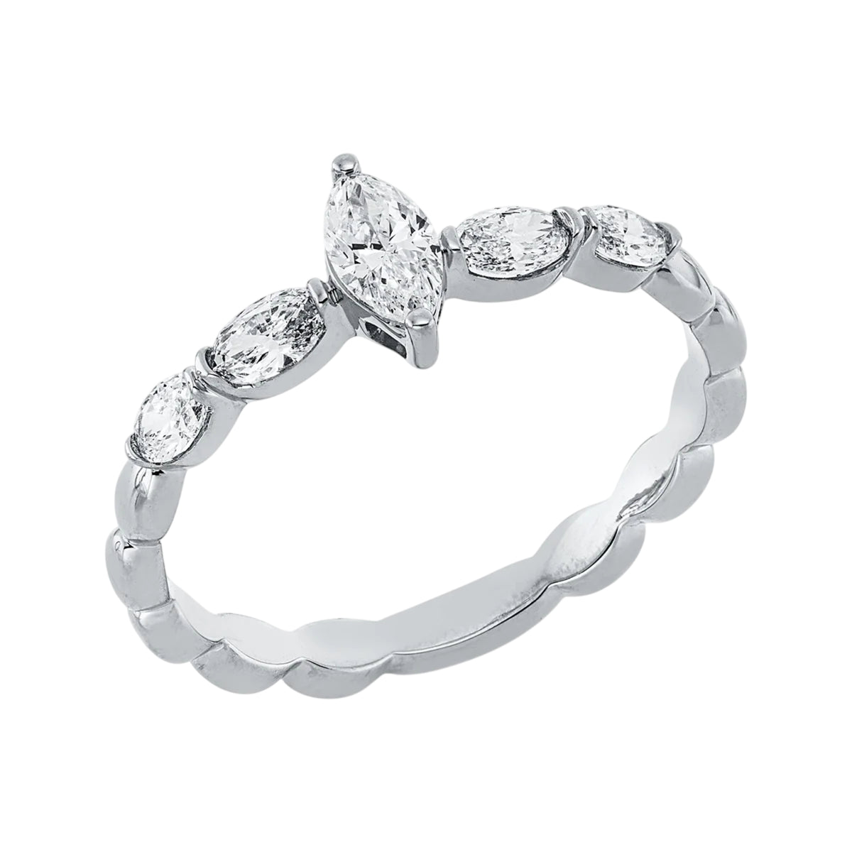 Solitärring 1HN41 aus 18 Karat Weißgold mit 5 Diamanten 0,48 ct Hauptbild