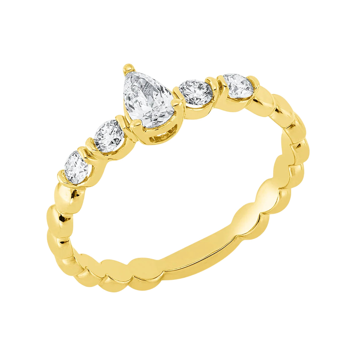 Solitärring 1HN55 aus 18 Karat Gelbgold/Weißgold mit 5 Diamant 0,4ct