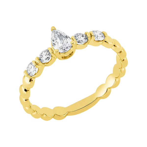 Solitärring 1HN55 aus 18 Karat Gelbgold/Weißgold mit 5 Diamant 0,4ct