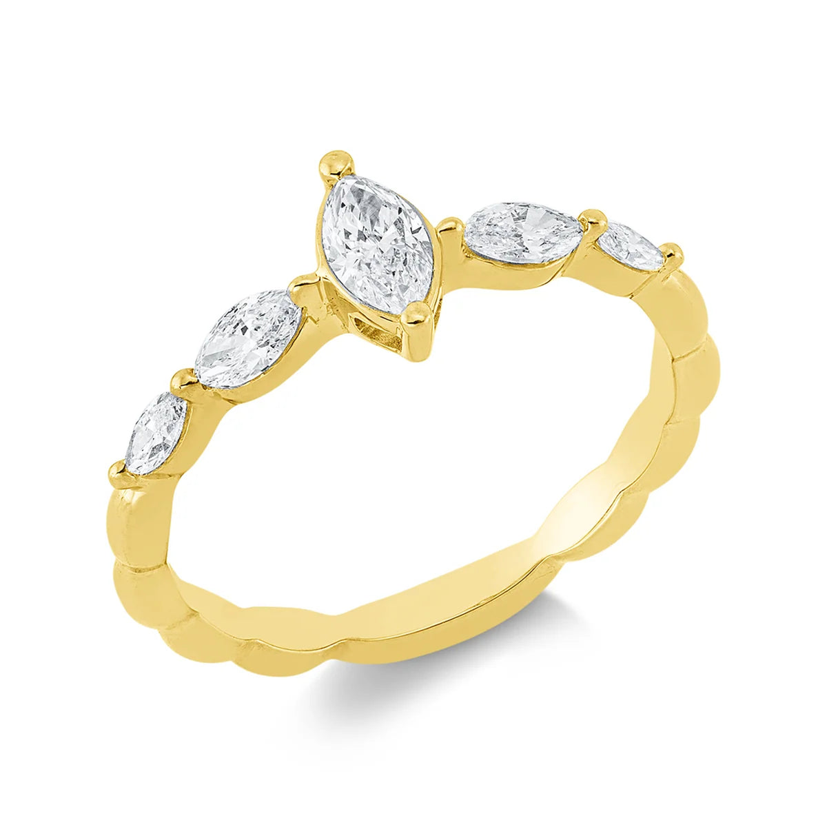 Solitärring 1HN87 aus 18 Karat Gelbgold mit 5 Navette Diamanten 0,55 ct Hauptbild