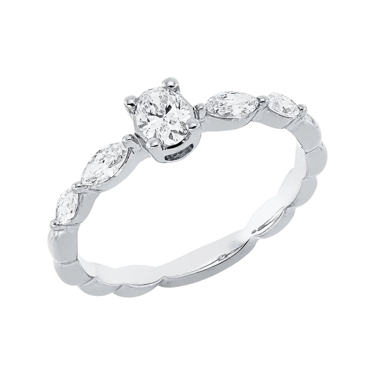 Solitärring 1HN89 aus 18 Karat Weißgold mit fünf Diamanten 0,55 ct Hauptbild