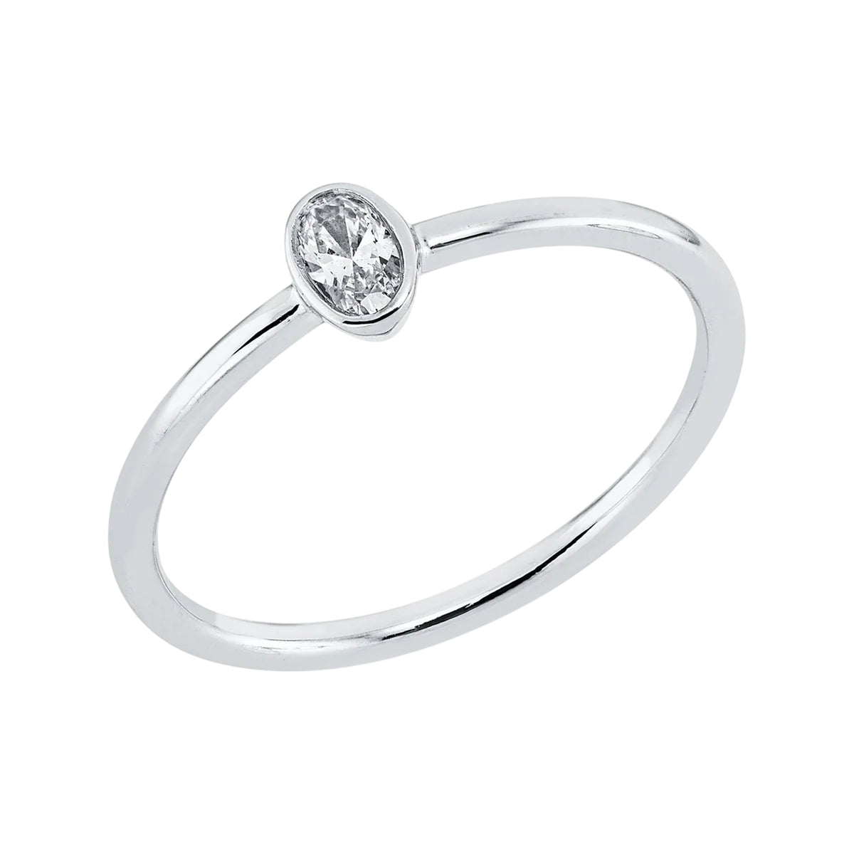 Solitärring 1HV49 aus 18 Karat Weißgold mit ovalem Diamant 0,14ct