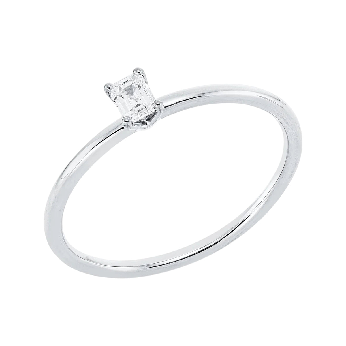 Solitärring 1JT91 aus 18 Karat Weißgold mit Diamant im Smaragdschliff 0,17ct Hauptbild