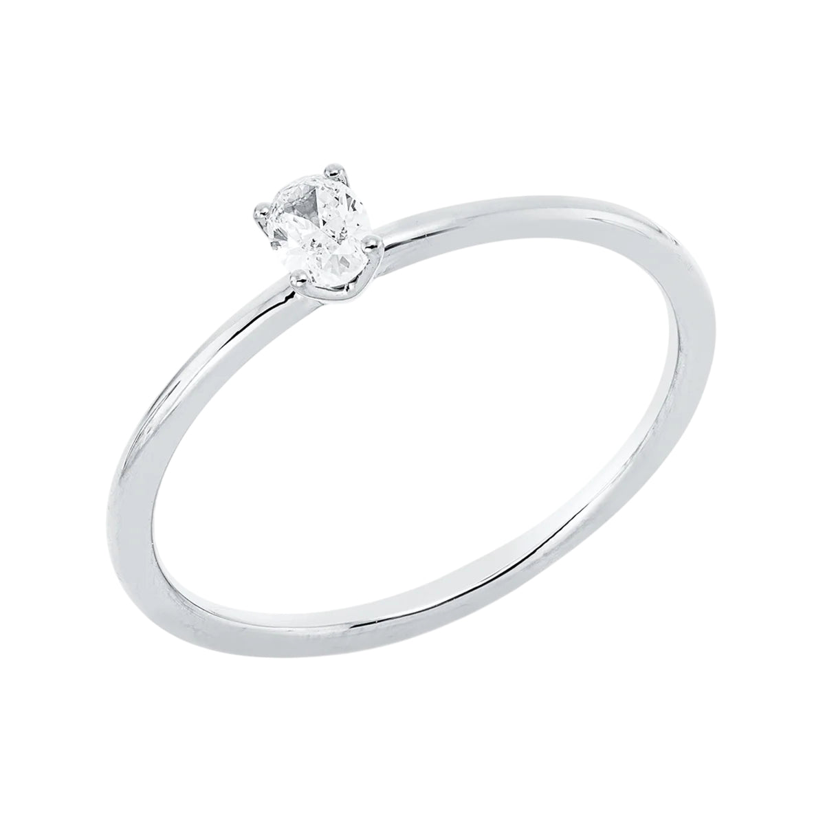 Solitärring 1ID05 aus 18 Karat Weißgold mit ovalem Diamant 0,14 ct Hauptbild