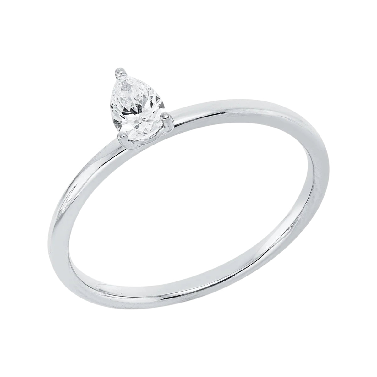 Solitärring 1IE07 aus 18 Karat Weißgold mit Tropfen Diamant 0,26 ct Hauptbild