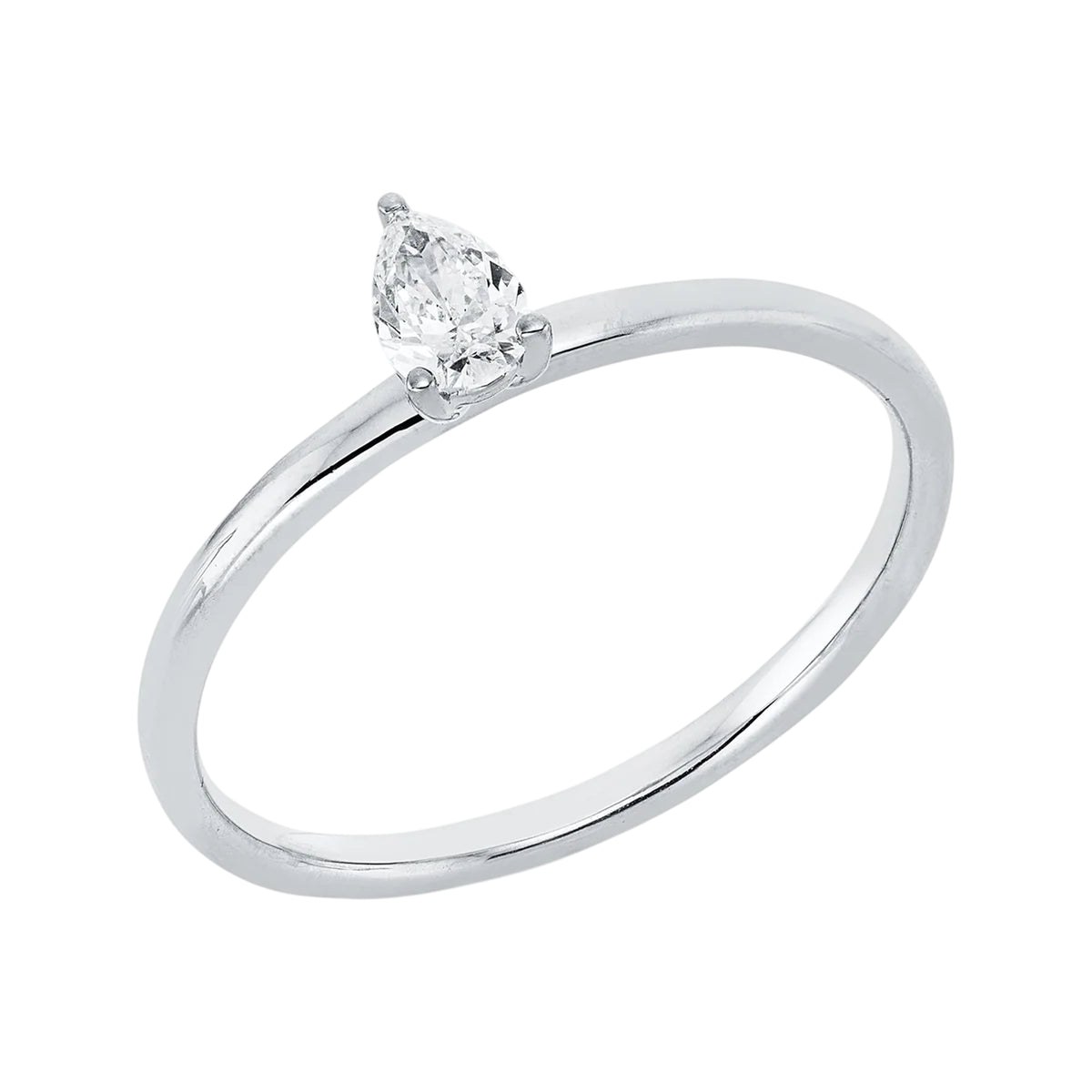 Solitärring 1IE08 aus 18 Karat Weißgold mit tropfenförmigem Diamant 0,20ct Hauptbild