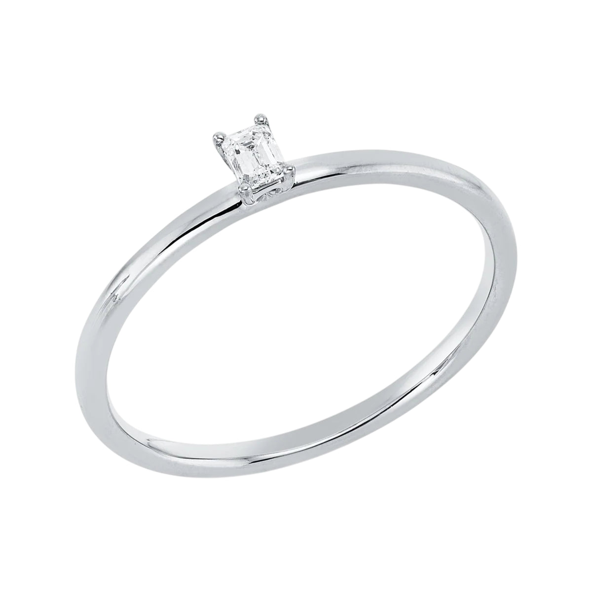 Solitaire Ring 1IE25 aus 18 Karat Weißgold mit Diamant im Smaragdschliff 0,10 ct Hauptbild