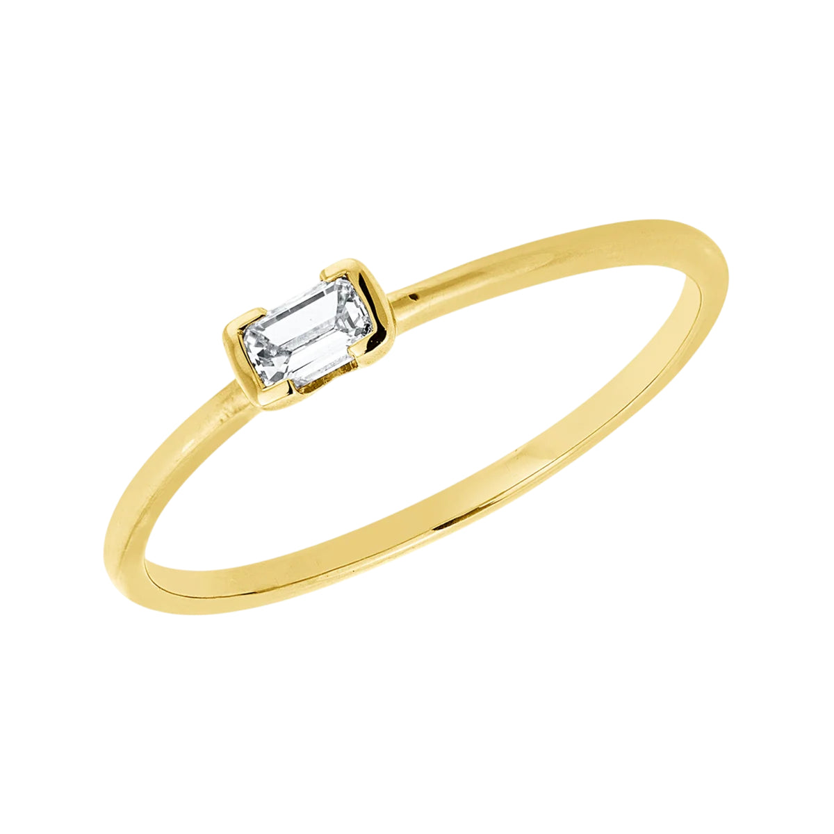 Solitärring 1JL19 aus 18 Karat Gelbgold mit Diamant im Smaragdschliff 0,16 ct Hauptbild