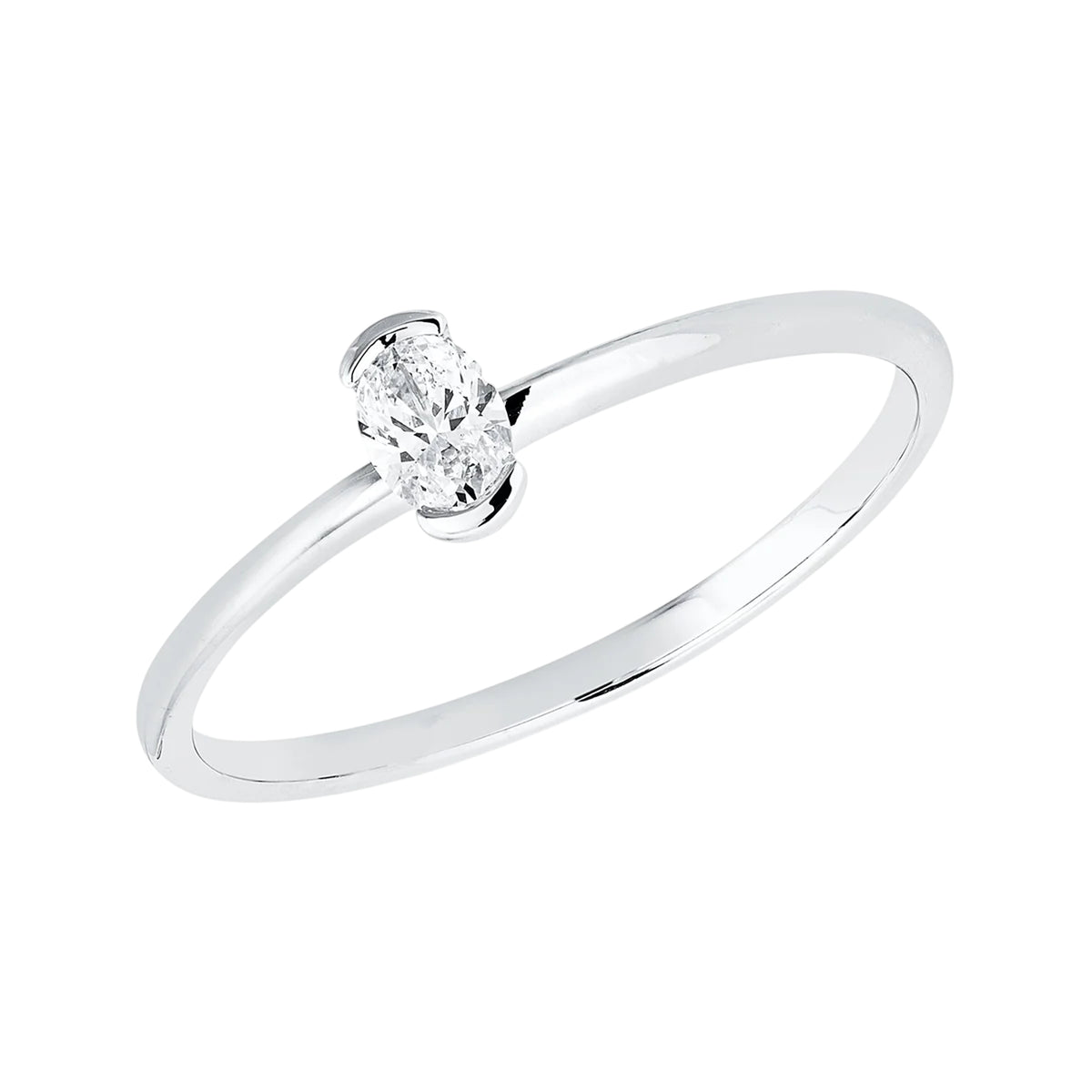 Solitärring 1JL33 aus 18 Karat Weißgold mit ovalem Diamant 0,15 ct Hauptbild