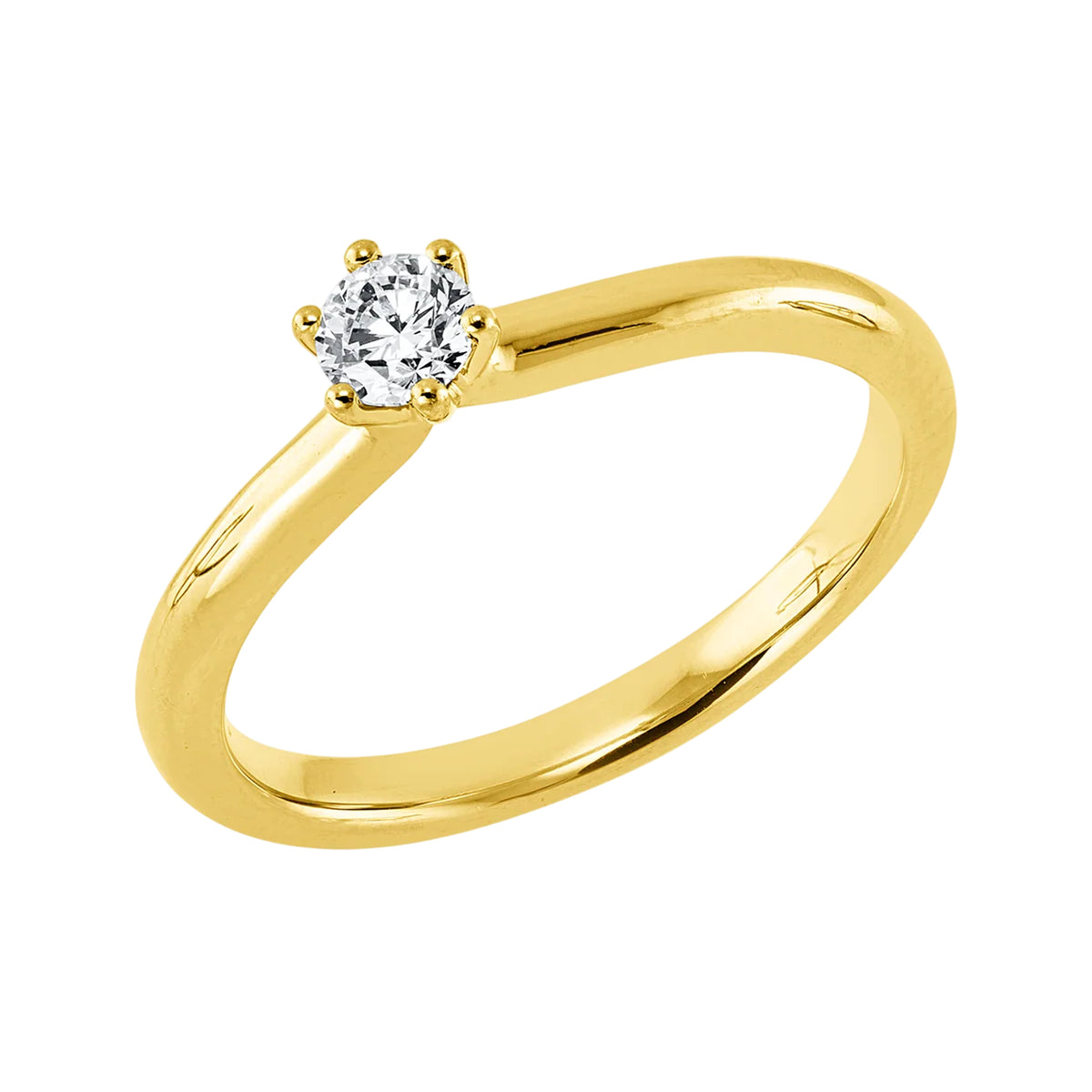 Solitärring 1JQ52 aus 14 Karat Gelbgold mit Diamant im Brillantschliff 0,20ct Hauptbild