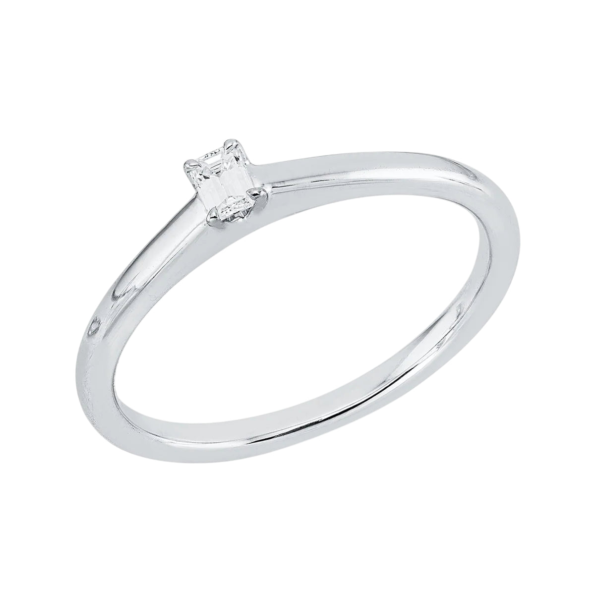 Solitärring 1KE67 aus 18 Karat Weißgold mit Diamant im Smaragdschliff 0,10 ct Hauptbild