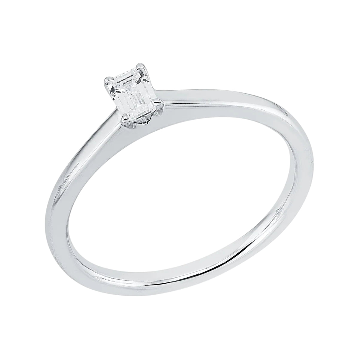 Solitärring 1KE68 aus 18 Karat Weißgold mit Diamant im Smaragdschliff 0,21 ct Hauptbild