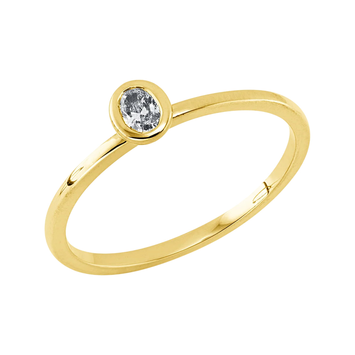 Solitärring 1KK84 aus 18 Karat Gelbgold mit ovalem Diamant 0,12ct Hauptbild