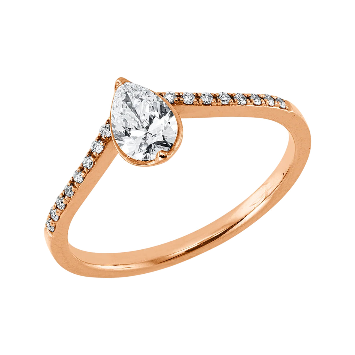 Solitärring 1KN23 aus 18 Karat Rotgold mit 17 Diamanten 0,42 ct Hauptbild