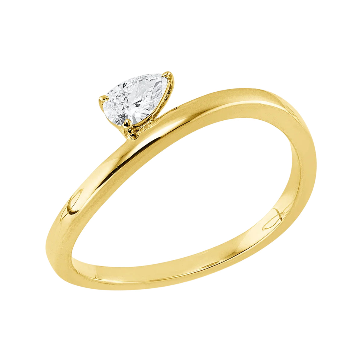 Solitärring 1KQ48 aus 18 Karat Gelbgold mit Diamant in Tropfenform 0,19ct