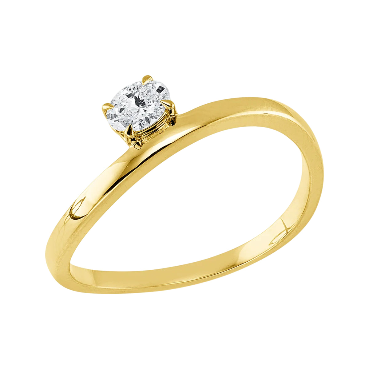 Solitärring 1KQ49 aus 18 Karat Gelbgold mit ovalem Diamant 0,19ct Hauptbild