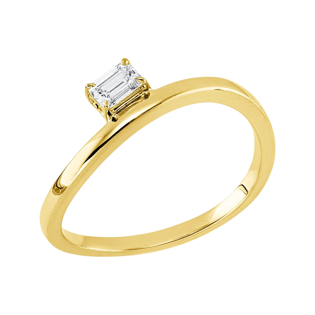 Solitärring 1KQ51 aus 18 Karat Gelbgold mit Diamant im Smaragdschliff 0,19ct Hauptbild