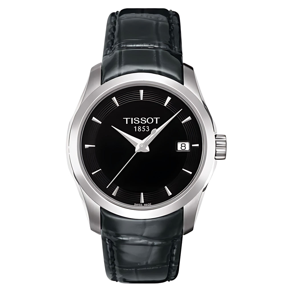Tissot Couturier T-Classic Lady Damenuhr silber schwarz Lederarmband