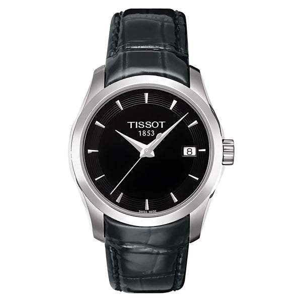 Tissot Couturier T-Classic Lady Damenuhr silber schwarz Lederarmband