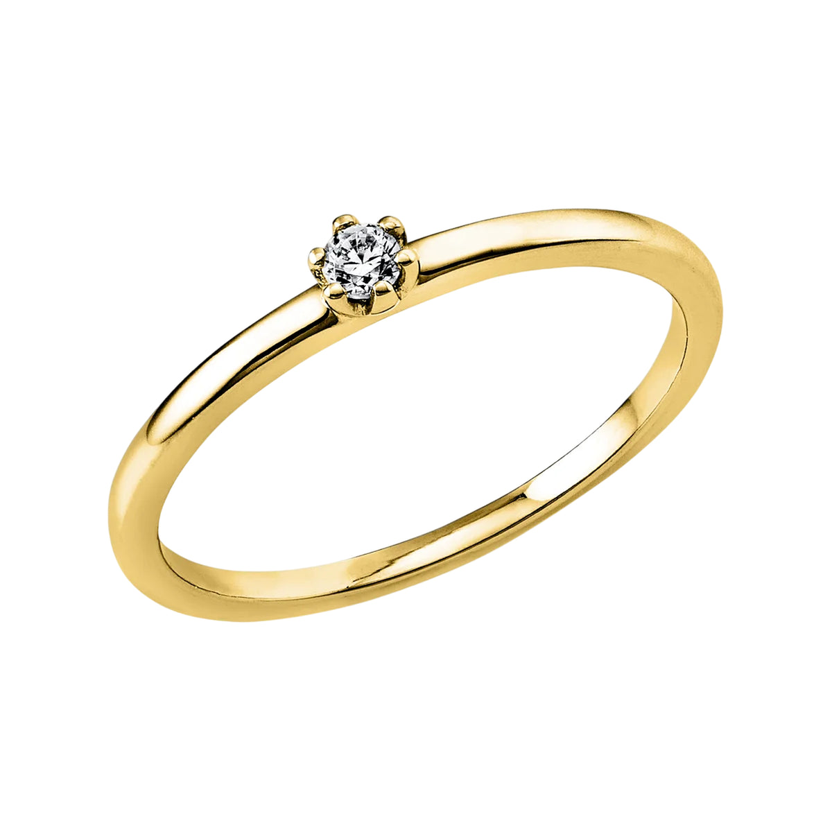Solitärring 1O320 aus 14 Karat Gelbgold mit Diamant im Brillantschliff 0,05ct Hauptbild