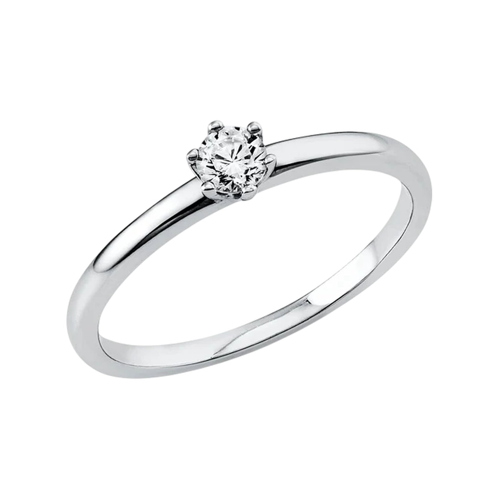 Solitärring 1O322 aus 14 Karat Gelbgold/Weißgold mit Diamant  0,15 ct
