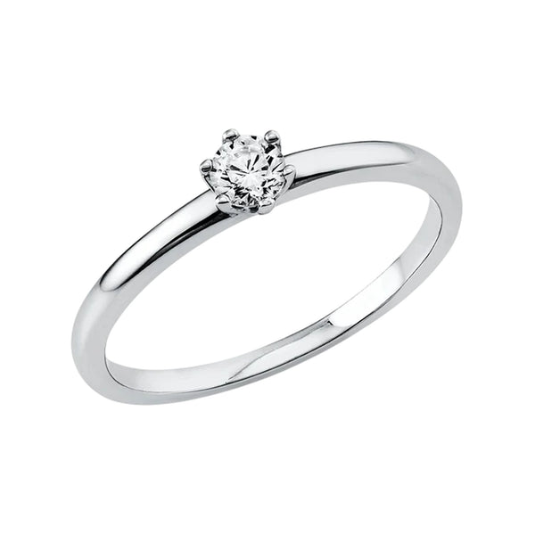 Solitärring 1O322 aus 14 Karat Gelbgold/Weißgold mit Diamant  0,15 ct