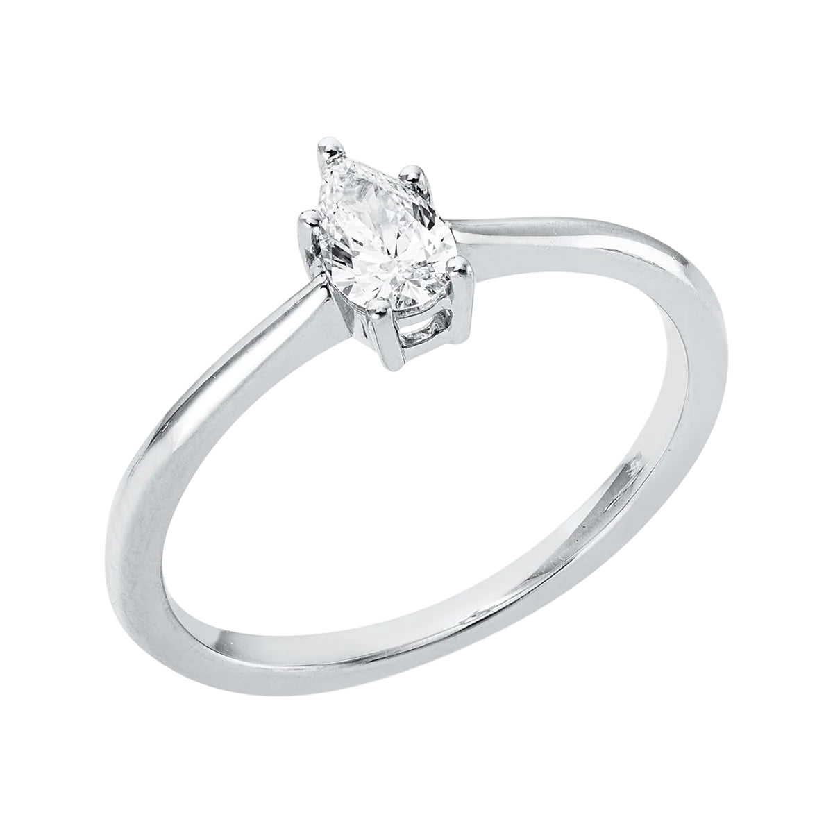 Solitärring 1Q532 aus 18 Karat Weißgold Platin mit tropfenförmigem Diamant 0,30ct Hauptbild