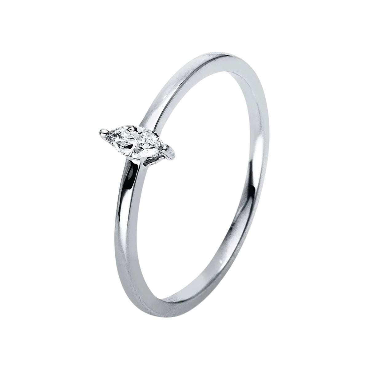Solitärring 1R921 aus 14 Karat Weißgold mit Diamant im Navetteschliff 0,09 ct Hauptbild