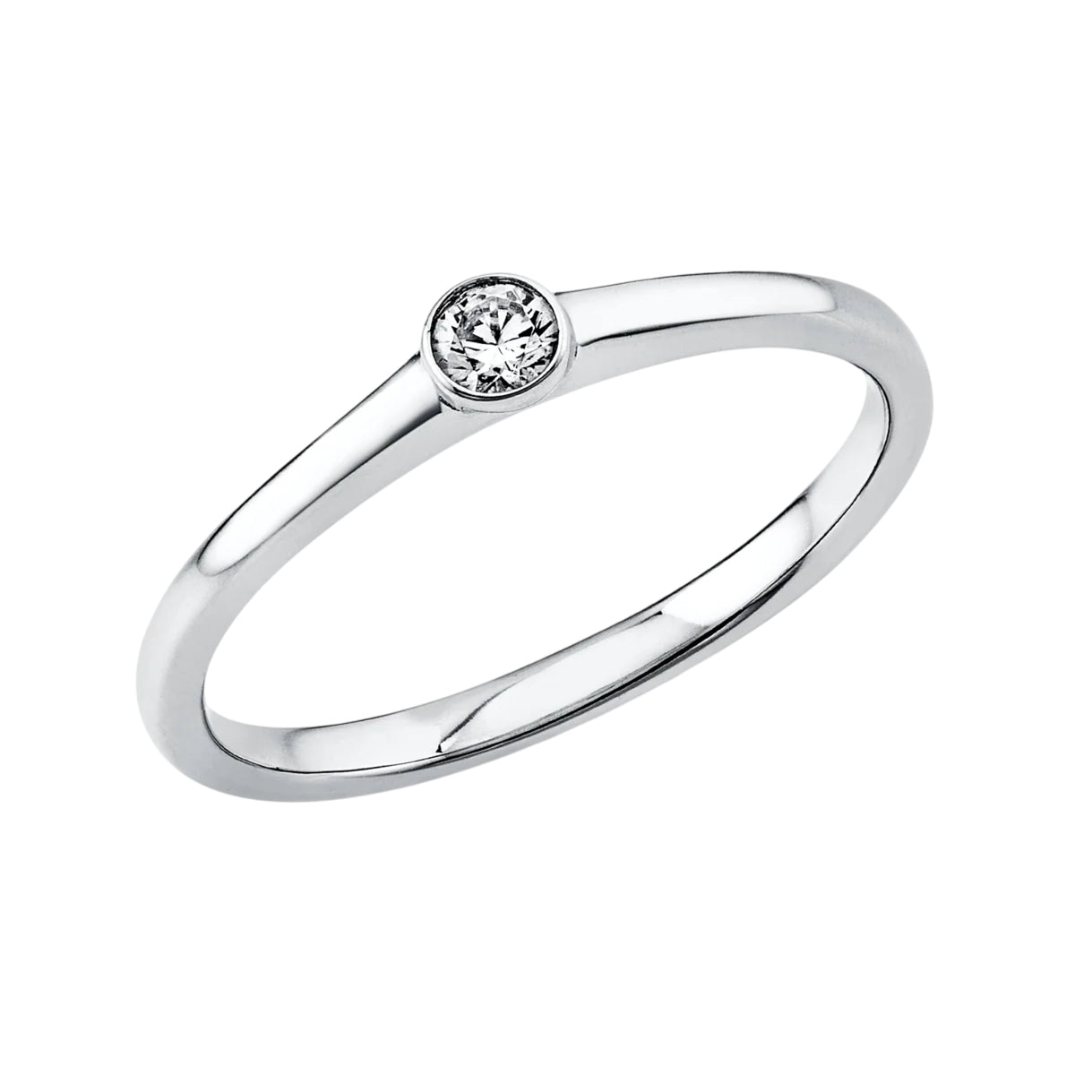 Solitärring 1U527 aus 18 Karat Weißgold mit rundem Diamant 0,10 ct Hauptbild