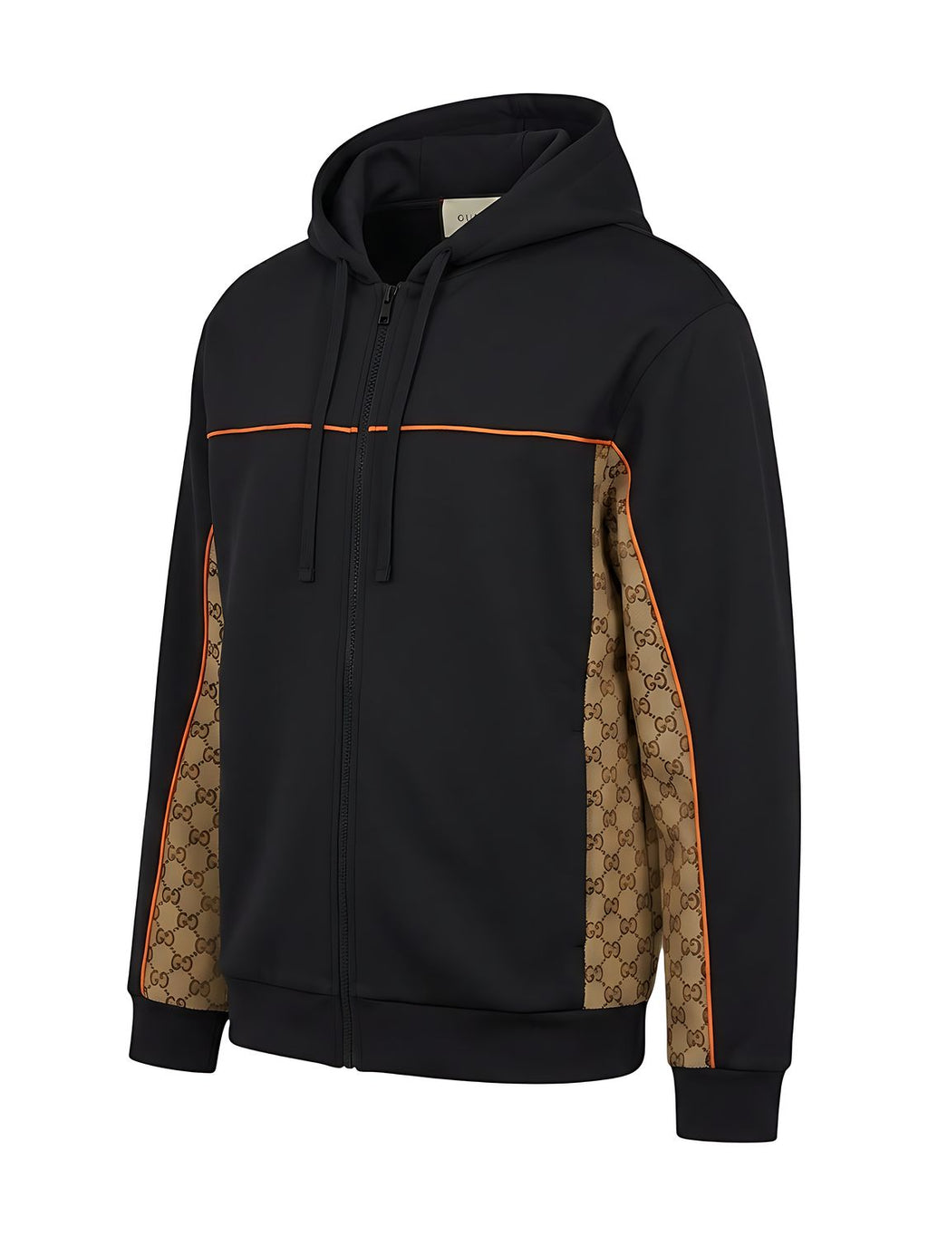 Gucci Cotton Jersey Zip Jacket mit GG Canvas Einsätzen Dunkelgrau Herren