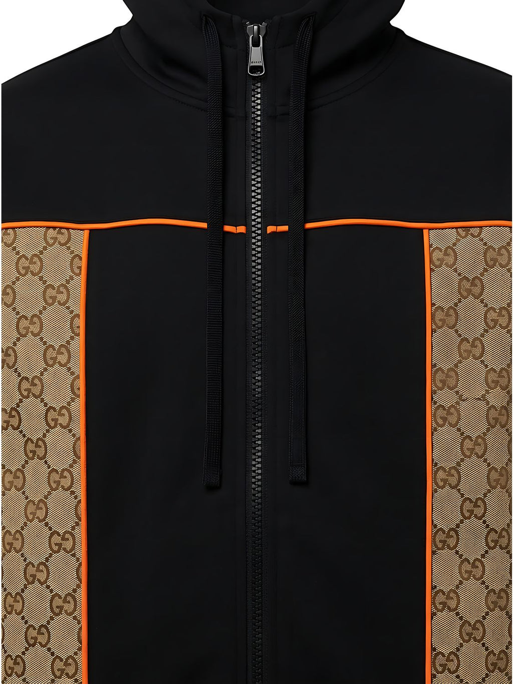 Gucci Cotton Jersey Zip Jacket mit GG Canvas Einsätzen Dunkelgrau Herren
