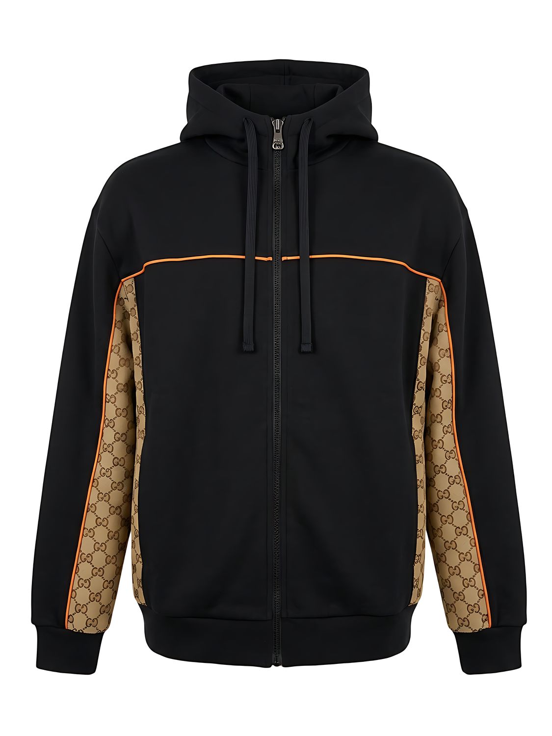 Gucci Cotton Jersey Zip Jacket mit GG Canvas Einsätzen Dunkelgrau Herren