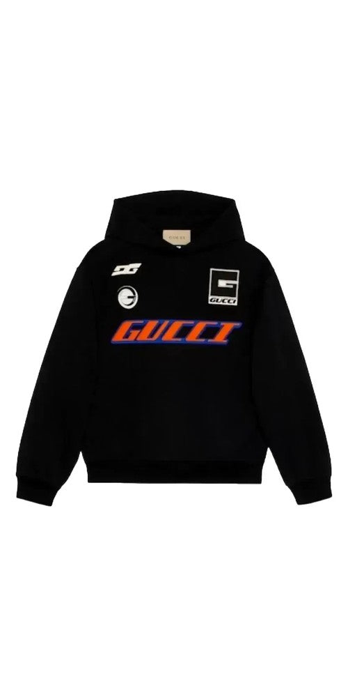 Gucci Moto Logo Hoodie Schwarz Herren Hauptbild