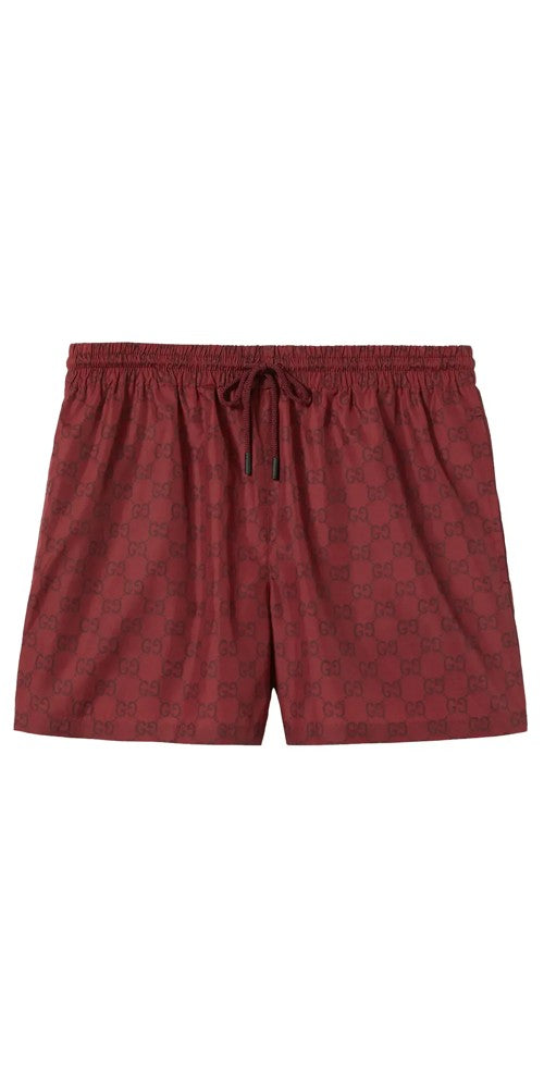 Gucci Badehose GG Logo Print Rot Herren