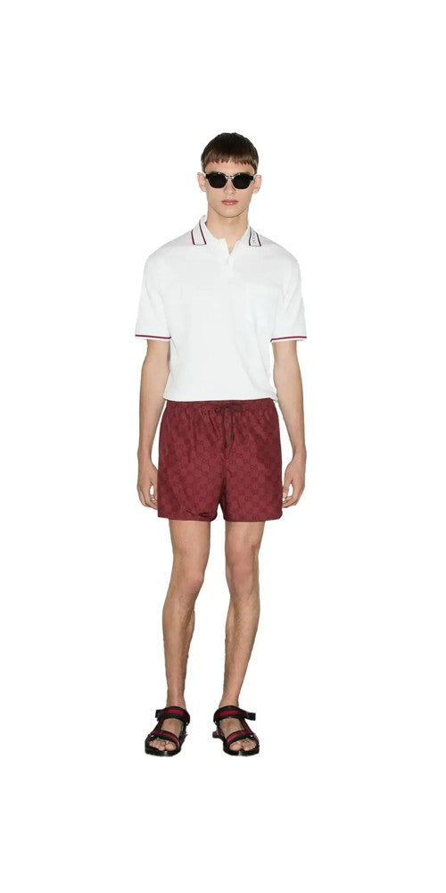 Gucci Badehose GG Logo Print Rot Herren