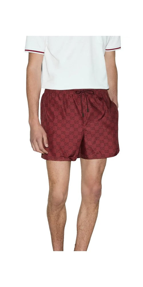 Gucci Badehose GG Logo Print Rot Herren