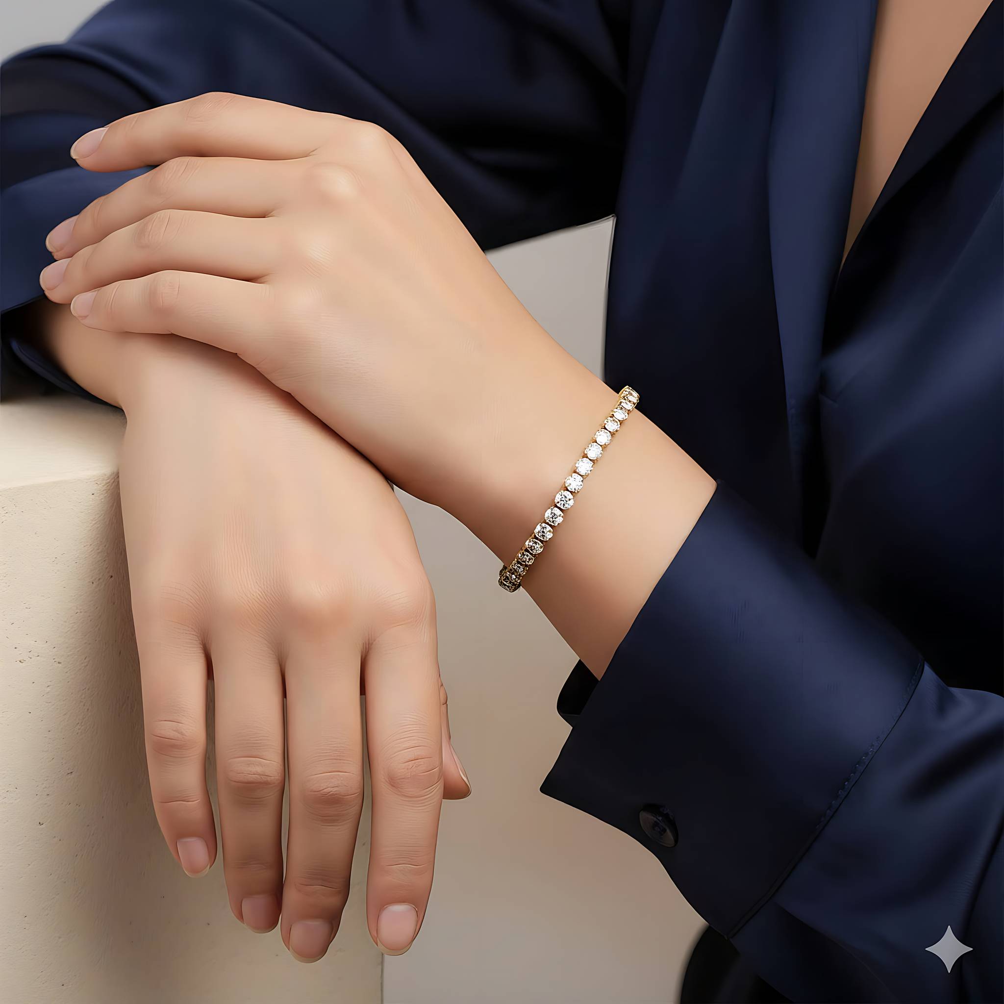 Tennisarmband aus 18K vergoldetem Edelstahl mit Zirkonia Zweitbild