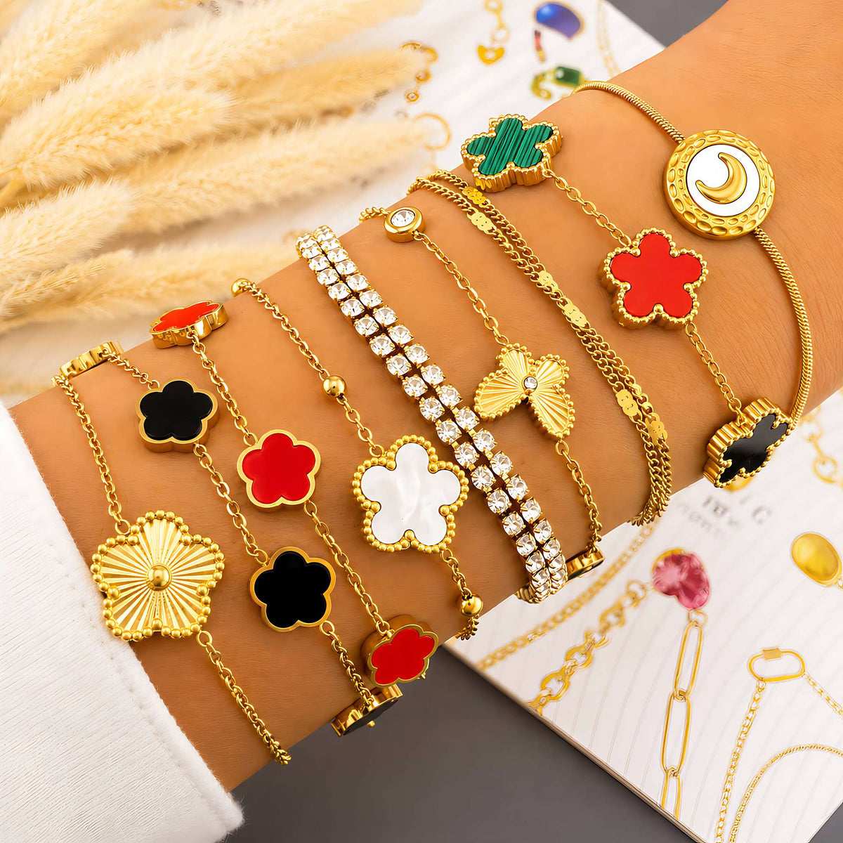 Flower Meadow Armband aus 18K vergoldetem Edelstahl