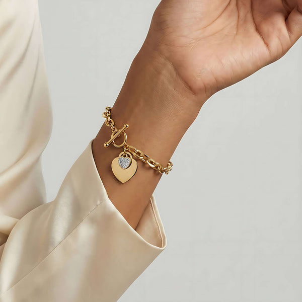 Hearts Armband aus 18K vergoldetem Edelstahl mit Zirkonia