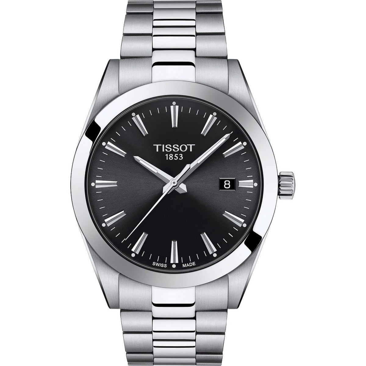 Tissot Gentleman Herrenuhr silber schwarz Edelstahl Hauptbild