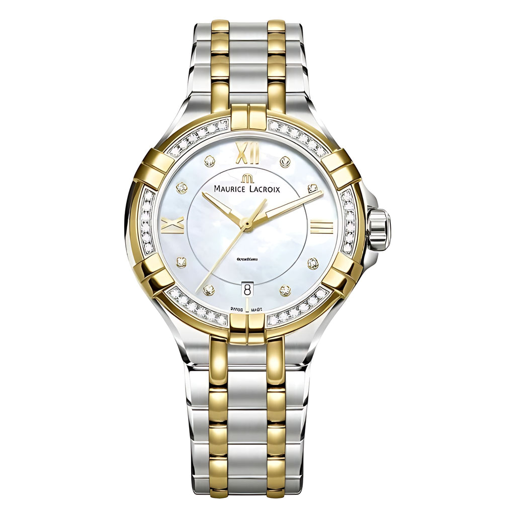 Maurice Lacroix AIKON Ladies Diamonds 35 mm Perlmutt Gold/Edelstahl AI1006-DY503-171-1