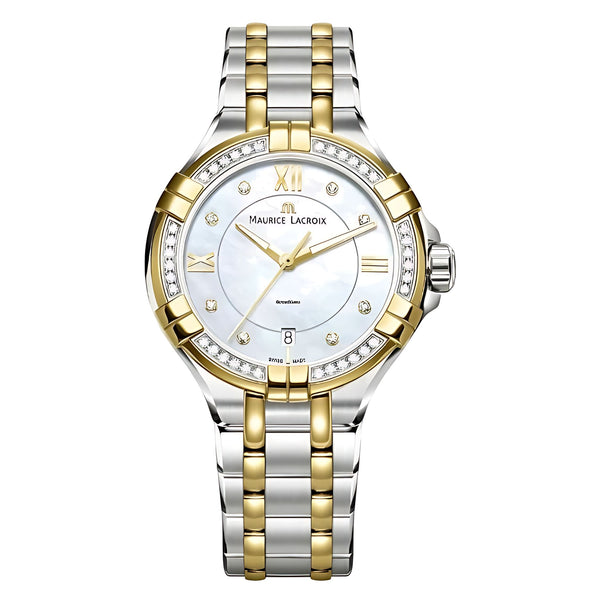 Maurice Lacroix AIKON Ladies Diamonds 35 mm Perlmutt Gold/Edelstahl AI1006-DY503-171-1